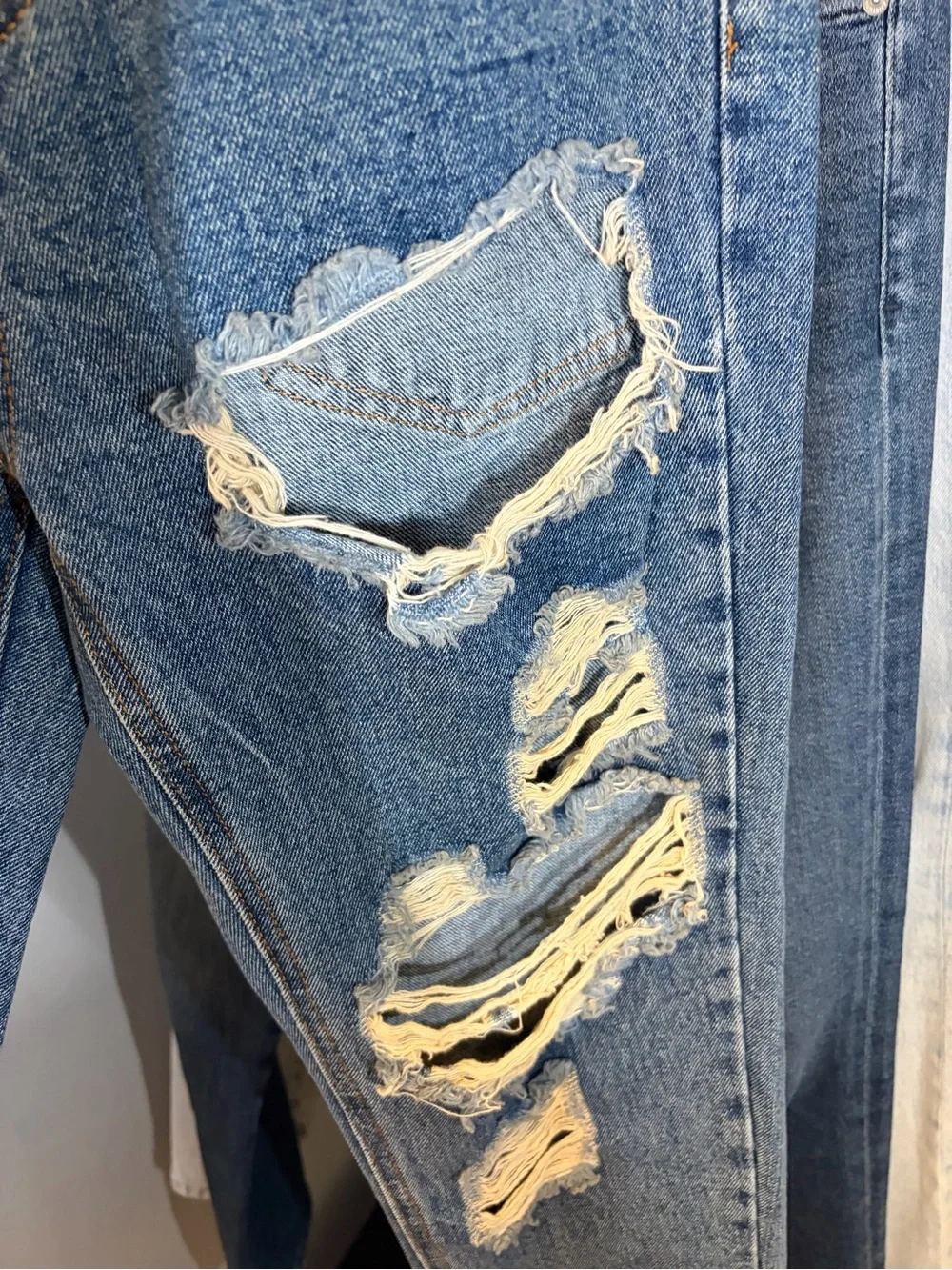 One Teaspoon Blue Distressed Boyfriend Jeans Awesome Baggies Wolf Blue - Picture 4 of 8